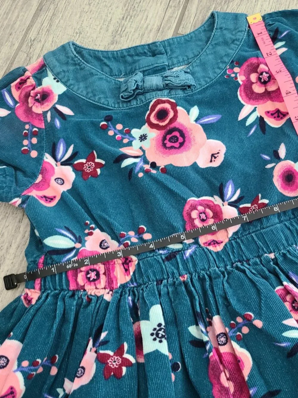 Gymboree Toddler Girls Teal Floral Short Sleeve Dress Size 5T